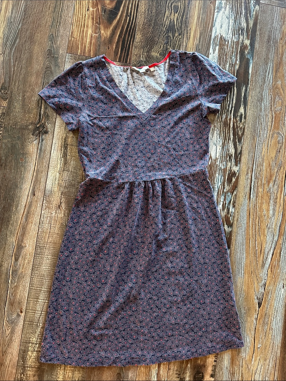 Boden Navy Mini Dress with Red Micro-Print